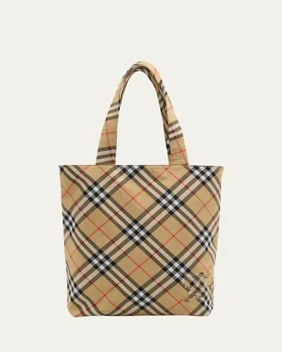 BURBERRY MEN'S CHECK TOTE BAG