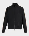 Burberry Checked Jacquard-trimmed Logo-embroidered Tech-jersey Track Jacket In Black