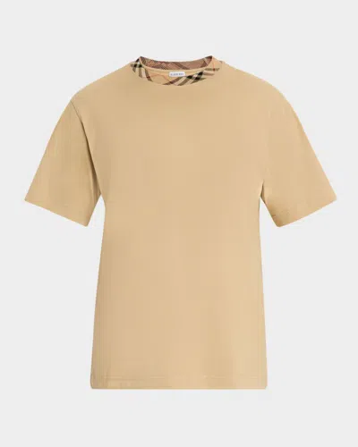 BURBERRY MEN'S CHECK-TRIM CREWNECK T-SHIRT