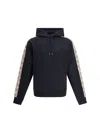 Burberry Drawstring Hoodie Check Trim In Blue
