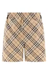 Burberry Drawstring Waistband Check Shorts With Embroidered Detail In White