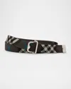 Burberry Men's Check Webbing B-buckle Belt In Snug