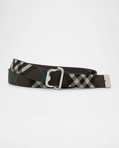 Burberry Men's Check Webbing B-buckle Belt In Snug
