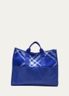 BURBERRY MEN'S CHECK WOOL AND LEATHER SHOPPER TOTE BAG