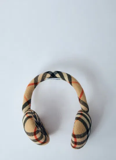 BURBERRY BURBERRY MEN CHECK WOOL EARMUFFS