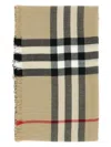Burberry Check Wool Scarf Scarves Beige In Beige