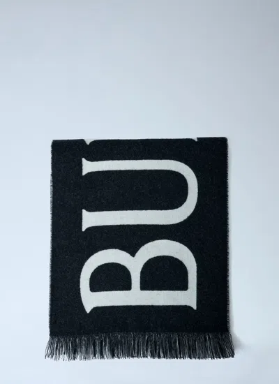 Burberry Men Check Wool Scarf In Black