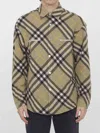 Burberry Check Wool Shirt In Green