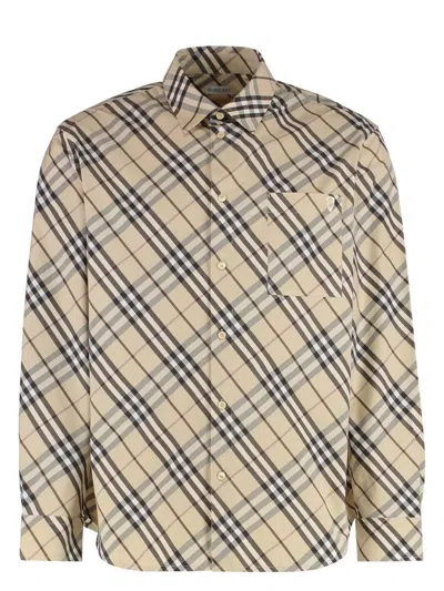 Burberry Men's Checked Cotton Shirt In Brown