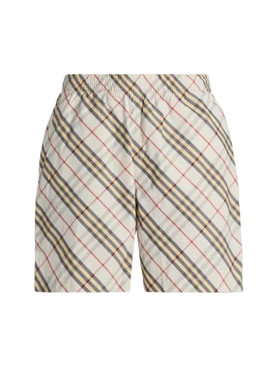 Burberry Beige Checks Shorts In Multi