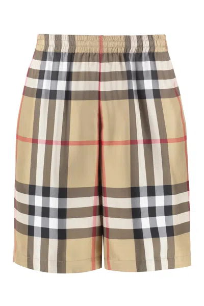 Burberry Check Elasticated Waist Shorts In Beige