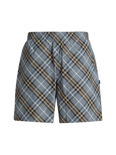 Burberry Checked Straight-hem Swim Shorts In Red