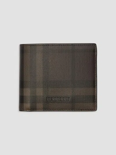 Burberry Men's City Check Bifold Wallet In Dark Brown