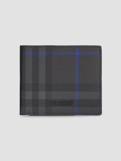 Burberry Men's City Check Bifold Wallet In Iron Knight