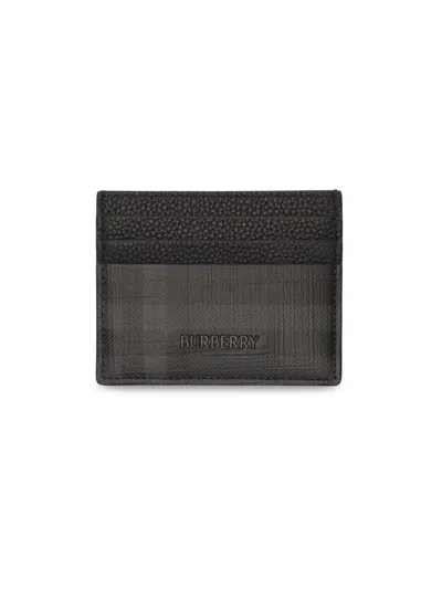 Burberry Men's City Check Card Case In Gray
