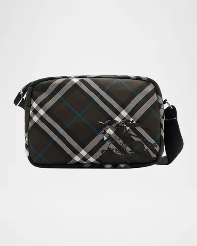 Burberry Men's Classics Check Crossbody Bag In Snug Ip Check