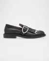 Burberry Cobble Fringe Detailing Leather Loafers In Black