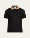 Burberry Cody Polo Shirt With Check Collar In Blue
