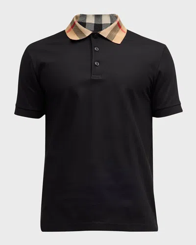 BURBERRY MEN'S CODY CHECK-COLLAR POLO SHIRT