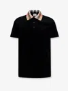 Burberry Check Collar Cotton Cody Polo Shirt In Black