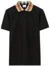 Burberry Cody Polo Shirt With Check Collar In Blue