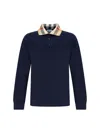 Burberry Cody Long Sleeve Polo Shirt In Blue