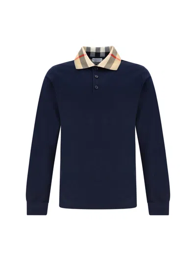 Burberry Cody Long Sleeve Polo Shirt In Blue