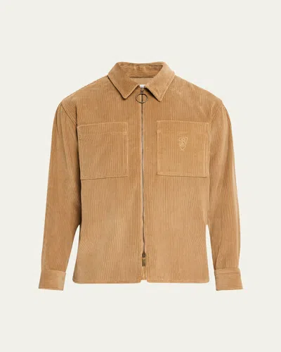 Burberry Men's Corduroy Zip Overshirt In Teddy