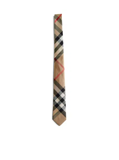 Burberry Men Cotton Check Tie In Multi
