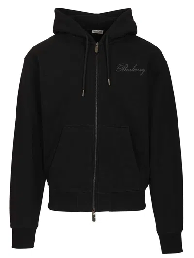 Burberry Men Cotton Hoodie In Black