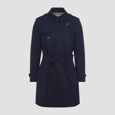 Burberry Kensington Trench Coat Iconic Fit Belt In Blue
