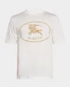 Burberry Beige Crewneck T-shirt With Maxi Logo On The Front In Cotton Man