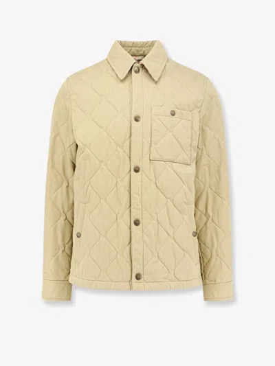 Burberry Men Cotton Padded Jacket In Yellow