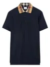 Burberry Men Check Collar Cotton Polo Shirt
