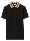Burberry Cody Polo Shirt With Check Collar In Blue