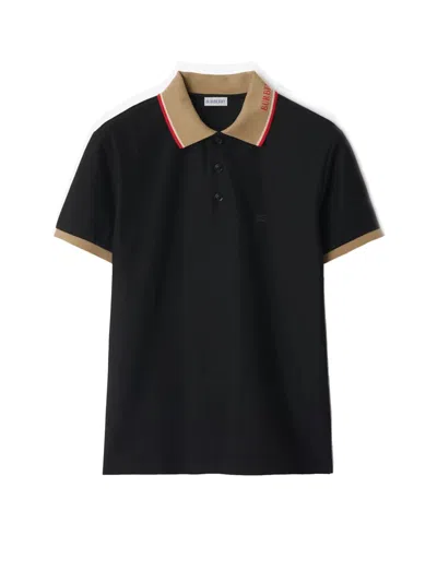 Burberry Men Cotton Polo Shirt Black