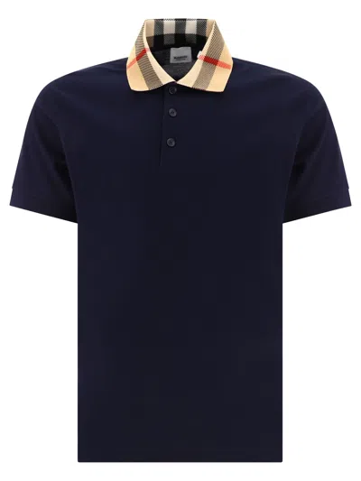 Burberry Slim Fit Check Collar Cotton Polo Shirt Clothing In Blue