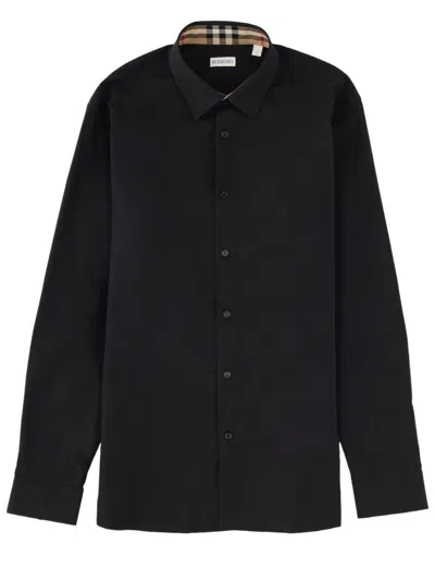 Burberry Classic Cotton Shirt With Collar In Black