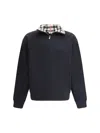 Burberry Mens Black Logo-embroidered Funnel-neck Cotton Sweatshirt In Black