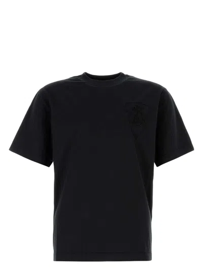 Burberry Black Cotton T-shirt In Coal