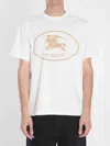 Burberry Beige Crewneck T-shirt With Maxi Logo On The Front In Cotton Man In White