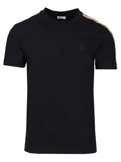 Burberry Ekd Embroidered Checked-band T-shirt In Black