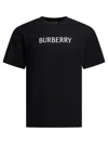 Burberry Men Black Crewneck T-shirt With Logo Lettering On The Front In Cotton Man In Black