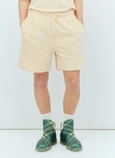 Burberry Men Cotton Towelling Shorts In White