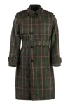 Burberry Vintage Effect Checked Trench Coat With Belt In Brown