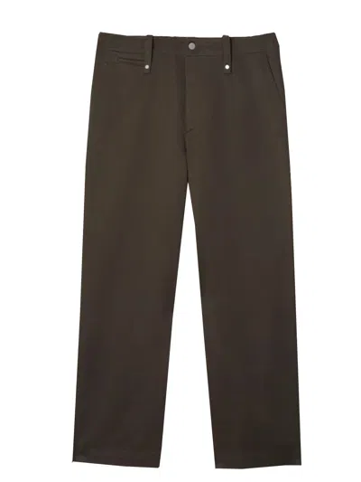 Burberry Wide-leg Cotton Trousers For Men In Brown