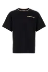 Burberry Cotton Logo T-shirt With Checkered Trim And Chest Pocket In Black
