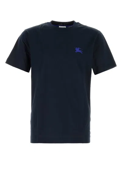 Burberry Logo-embroidered Cotton T-shirt In Blue