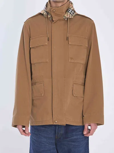 Burberry Men Cotton Twill Jacket In Brown