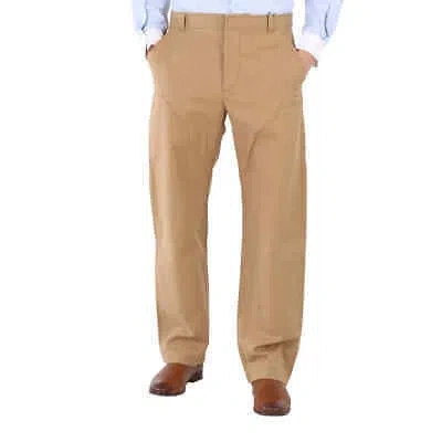 Pre-owned Burberry Men's Cotton Twill Tailored Trousers In Warm Walnut In Check Description